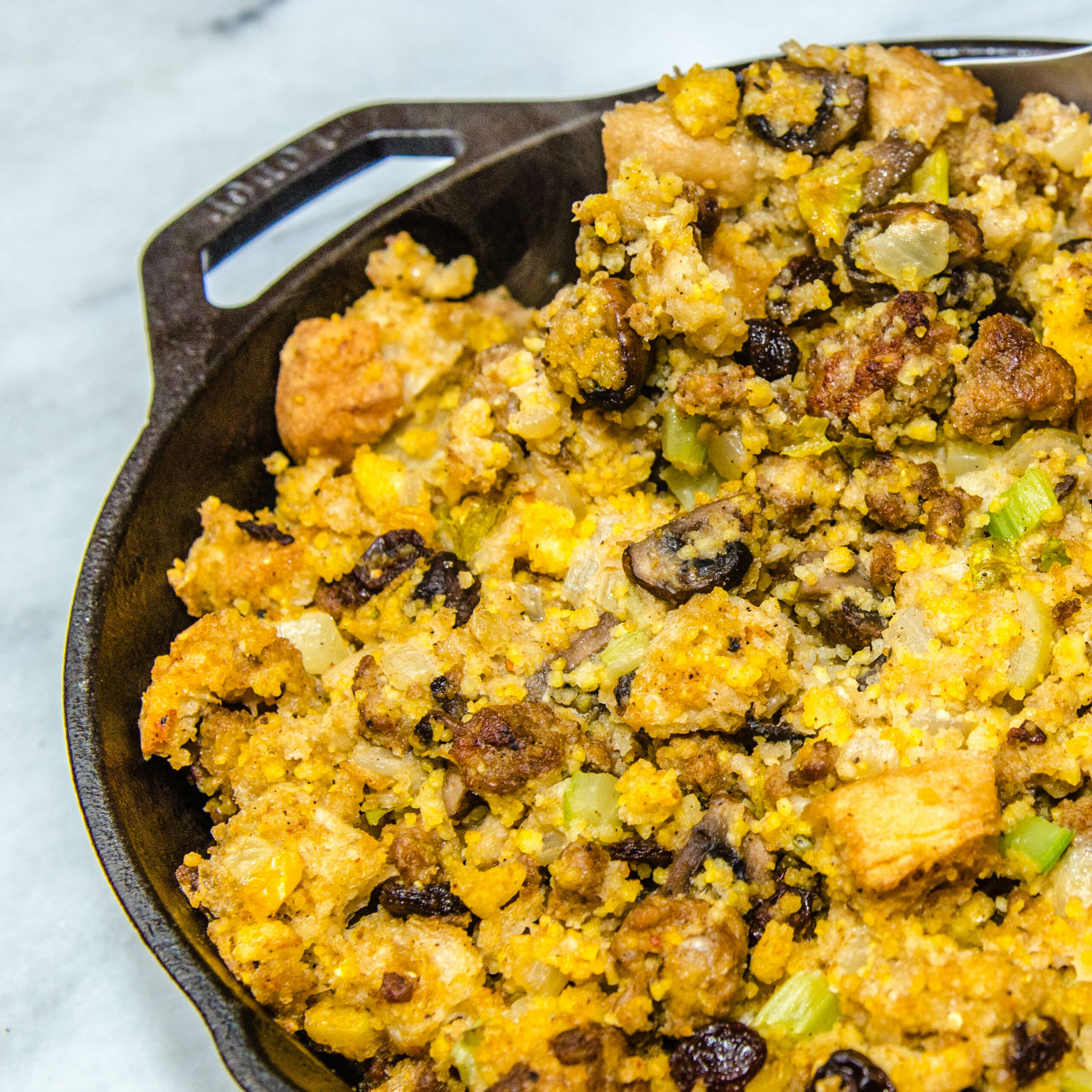 Smokin' Hot Cajun Cornbread Stuffing with Andouille Sausage | LunaCafe